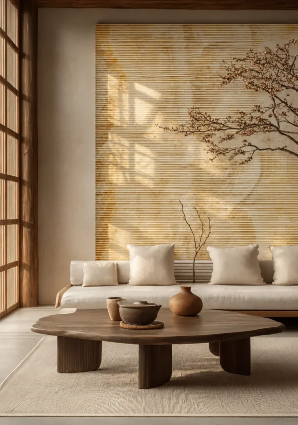 Golden Sand Linear Stone Texture - Warm Beige Flexible Stone Veneer Golden Sand Linear Stone texture with warm beige horizontal layers for architectural wall cladding