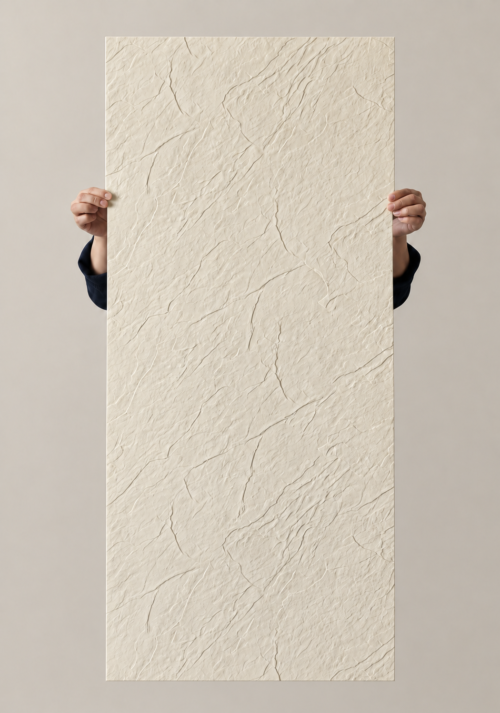 Ivory White Sintered Stone Texture | YITA Ivory White Sintered Stone Texture panel with fine gray veins and softly textured stone surface