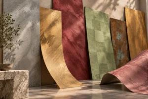 Luxury gilded flexible stone veneer panels in metallic finishes