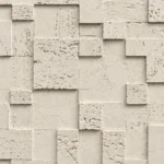 Patterned Travertine close-up with modular stone blocks and natural pitted surface