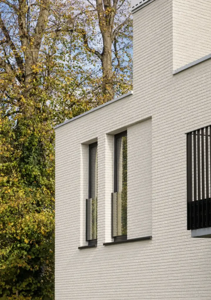 White Qianmo Stone Texture flexible stone veneer applied on modern exterior wall facade