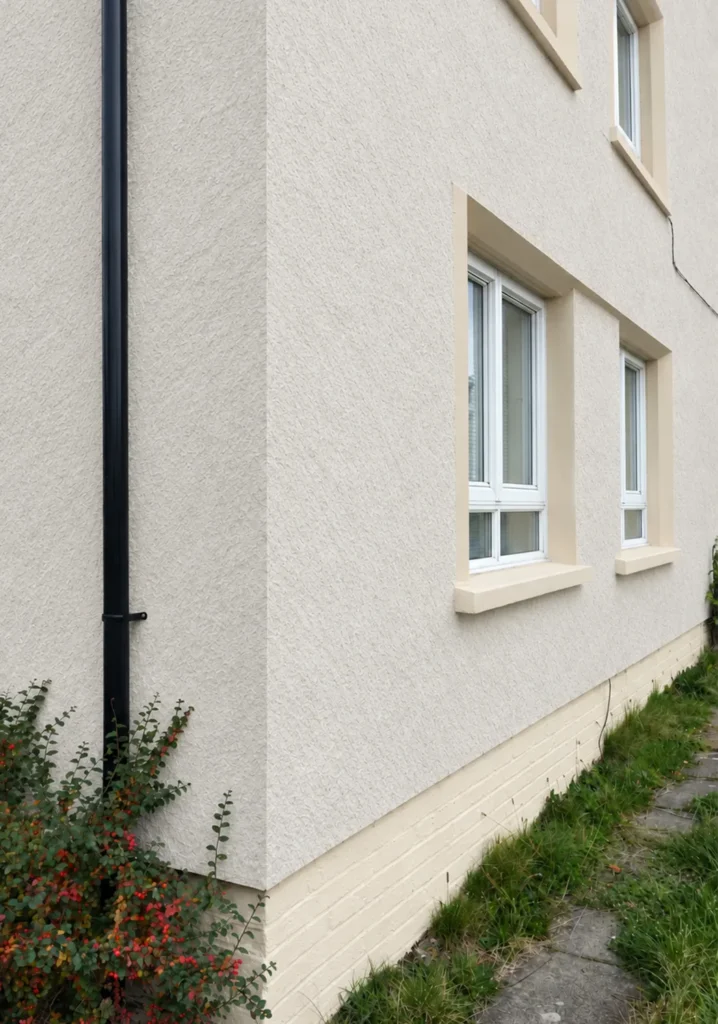 Warm Ivory Andesite Texture applied to a residential exterior wall with soft natural mineral finish