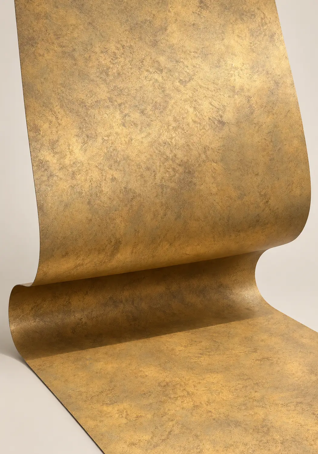 Aurum Drift Brushed Metal Flow flexible stone panel with layered gold metallic tones and flowing brushed texture