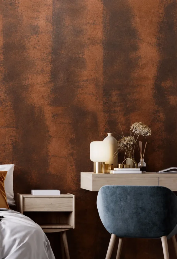 Copper Ember Antique Patina Flexible Stone Panel | YITA Copper Ember Antique Patina flexible stone panel used as decorative interior wall cladding