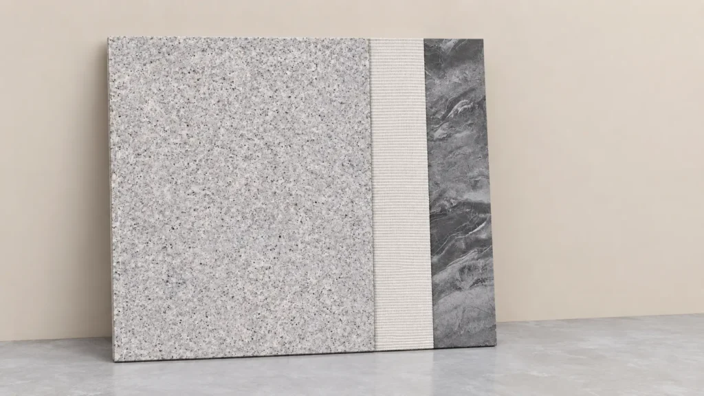 Flexible stone veneer installed over an existing tile substrate