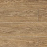 Honey oak wood grain flexible stone panels arranged in a staggered horizontal layout with natural timber texture