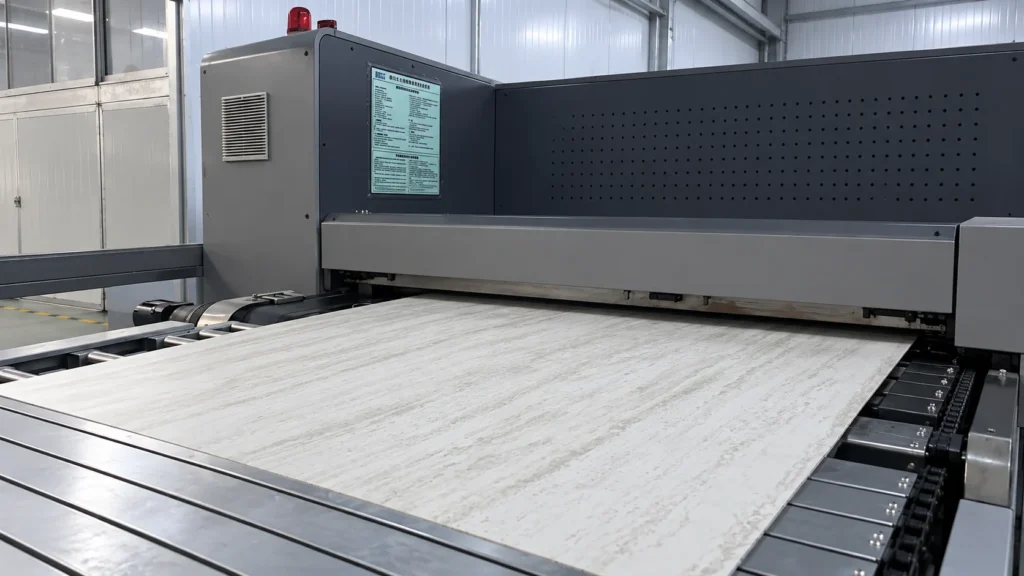 Inorganic digital printing process for flexible stone surface production