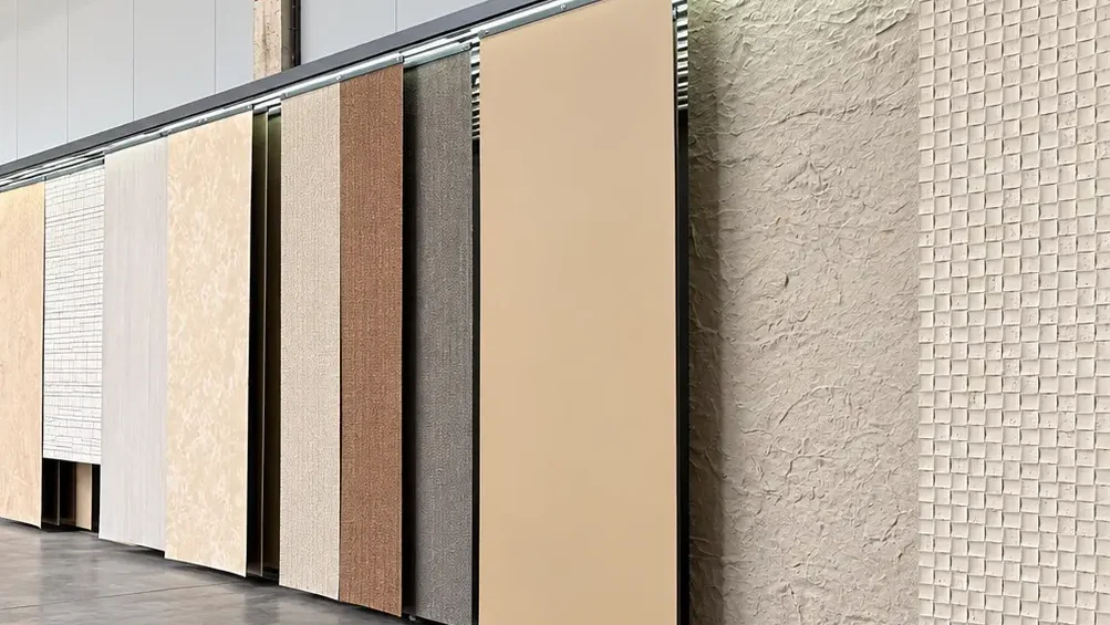 MCM flexible stone panels displayed in different colors and surface textures