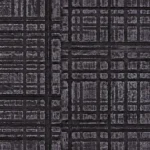 Close-up of YITA Obsidian Grid flexible stone with dark geometric grid texture