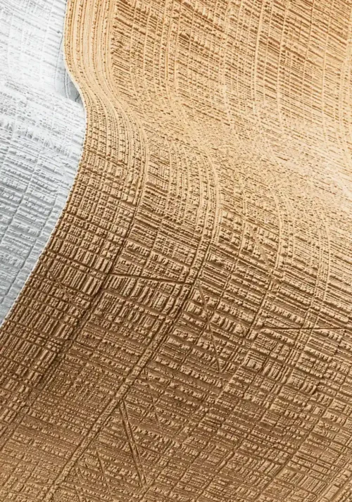 Golden Sand Saw-Cut Wood Grain Texture | YITA Golden Sand Saw-Cut Wood Grain texture with warm beige tone and carved wood-inspired surface